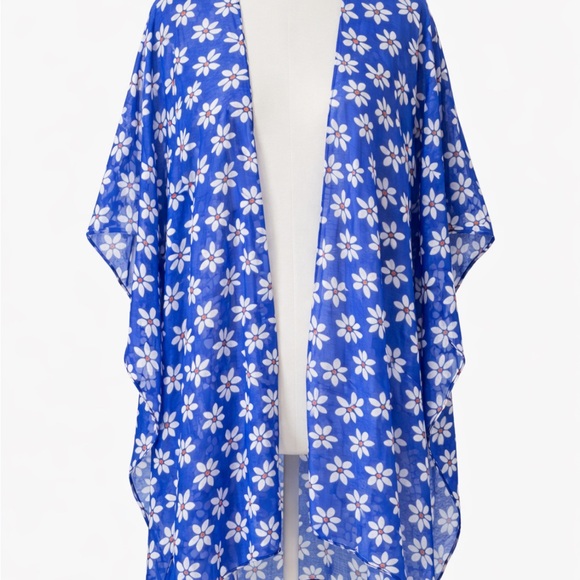 One-Size Blue Floral Cover-Up - Picture 2 of 3